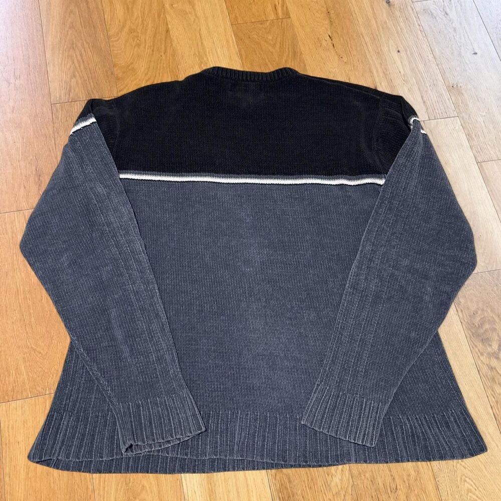 Vintage XG Xtreme Gear Colorblock Knit Sweater Mens L Navy Black Y2K Chunky Surf - Picture 5 of 6